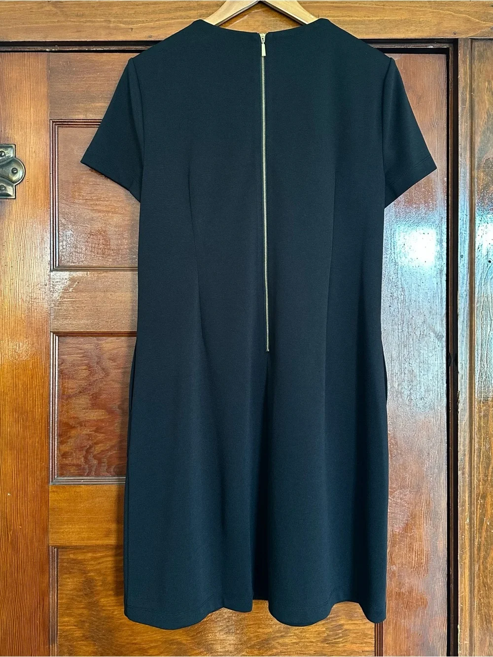 New Calvin Klein Black Short Sleeve Sheath Dress Size 14 Pockets Business Office